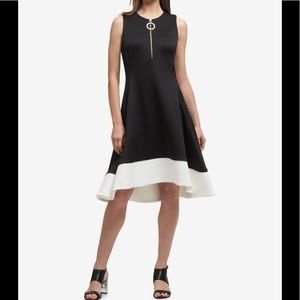 DKNY front zip midi dress